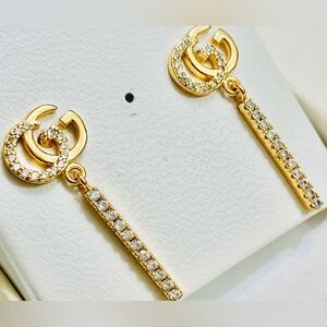 Elegant Gold Finish  with CZ Drop Earrings